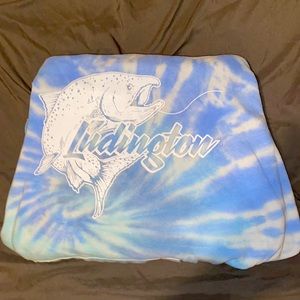 Hoodie from Ludington Michigan lighthouse blue and green tie-dye